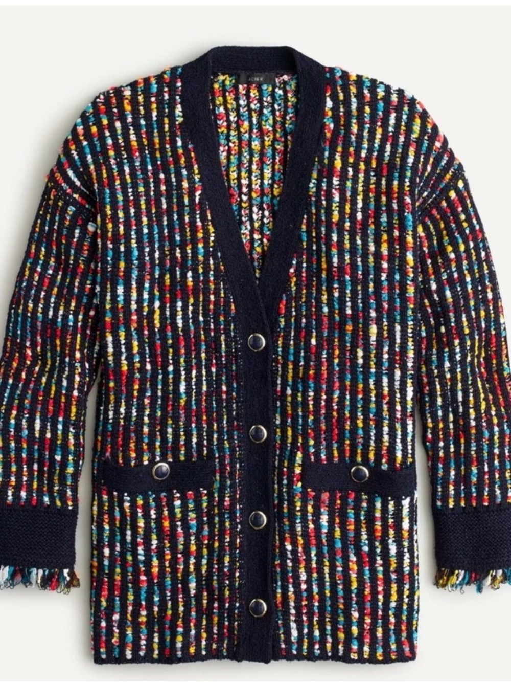 J.Crew Tweed-Stitch V-Neck Cardigan Sweater,‎ Size M